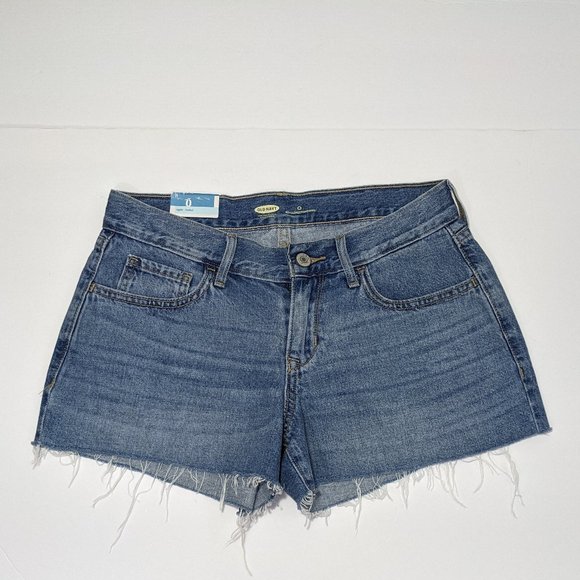 Old Navy Jean Shorts Low-Rise Cut Off Blue size 0 - Picture 1 of 6
